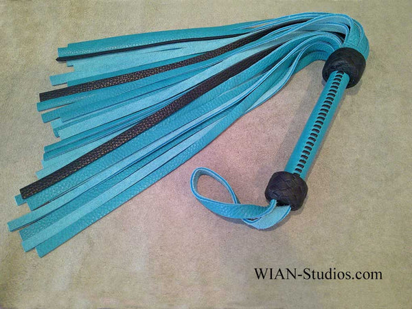 Turquoise and Black Bullhide Flogger