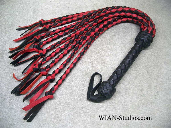 Round Braid Cat-O-Nine in Black and Red