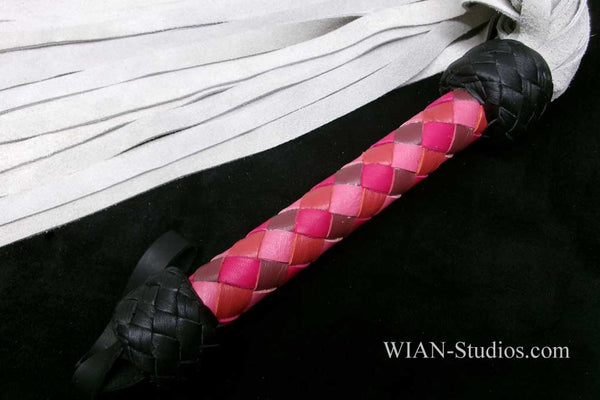 Pearl Chap Suede Flogger, Red and Pinks Handle