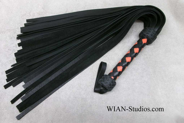 Black Cowhide Flogger, Heavy Sting