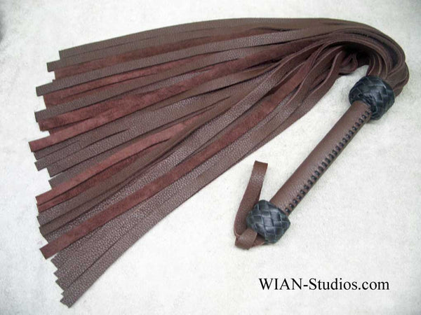 Chocolate Brown Cowhide Flogger, Heavier Hide, Wide Handle