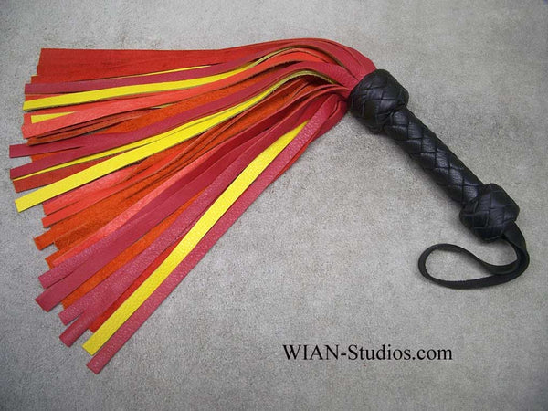 Rainbow - Red, Orange and Yellow - Cowhide Flogger, Small