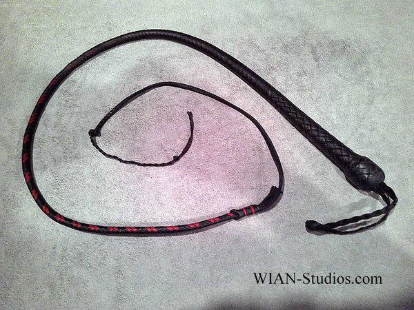 Snake Whip, Black with Red Accents, 3'