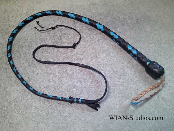 Snake Whip, Black with Bright Blue Accents,  2.5'