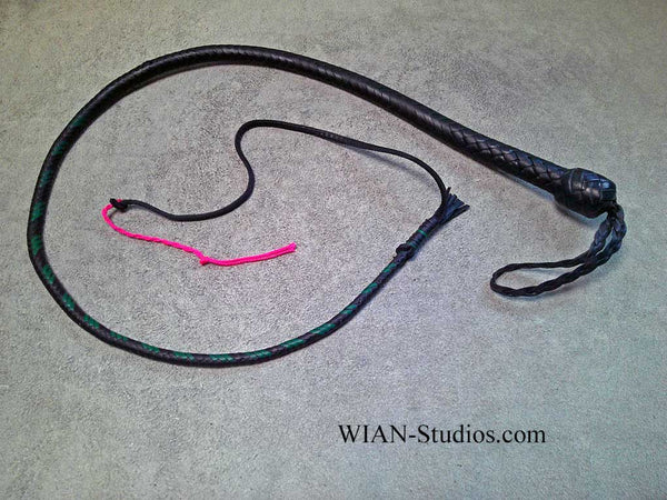 Snake Whip, Black with Green Accents, 3'