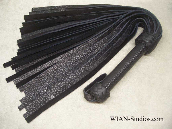 Black Buffalo Flogger, Wider Black Laced Handle