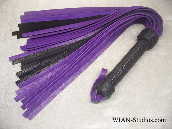 Purple and Black Bullhide Flogger, Wider Black Handle