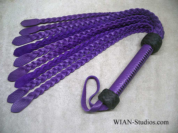 Purple Bull Hide Flat Braid Cat O Nine