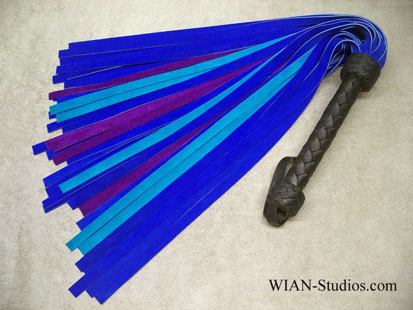 Royal Blue, Turquoise and Purple Chap Suede Flogger