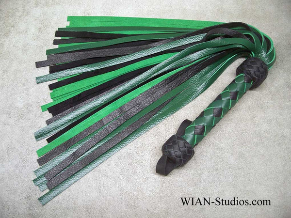Green and Black Cowhide Flogger, Medium
