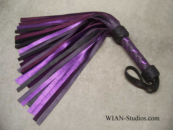 Purple, Black and Purple Metallic Cowhide Flogger, Small