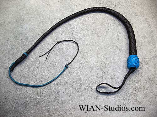 Snake Whip, Black with Turquoise Accents, 2'