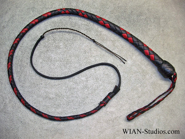 Snake Whip, Black with Red Accents, 2.5'