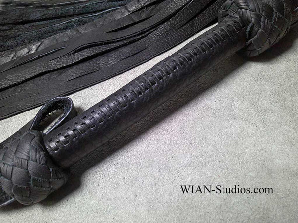 Black Buffalo Flogger, Black Laced Handle