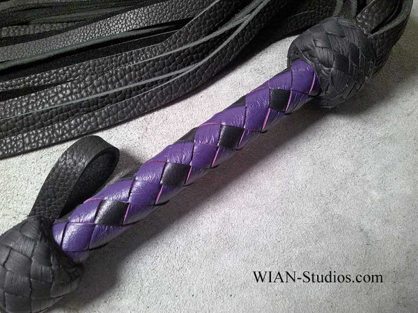Black Buffalo Flogger, Black and Purple Handle