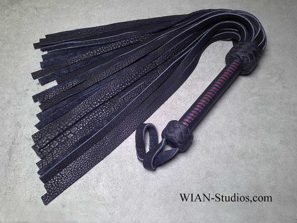 Black Buffalo Flogger, Handle laced in Purple Kangaroo