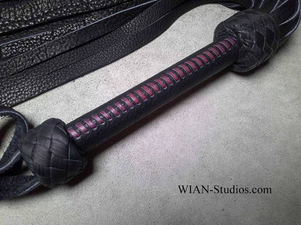 Black Buffalo Flogger, Handle laced in Purple Kangaroo