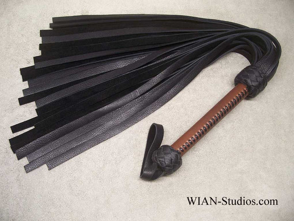 Black Bullhide Flogger, Chestnut Brown Laced Handle
