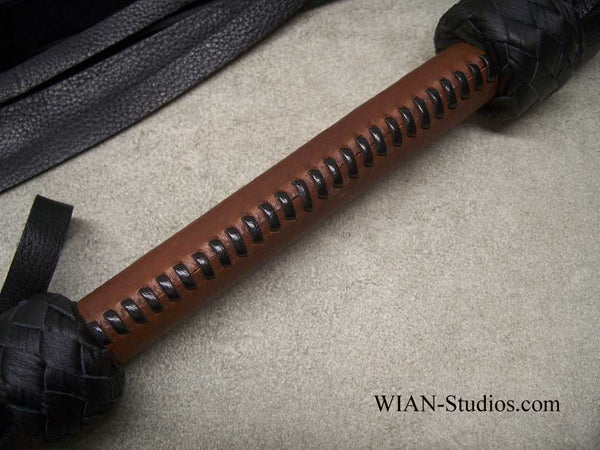 Black Bullhide Flogger, Chestnut Brown Laced Handle