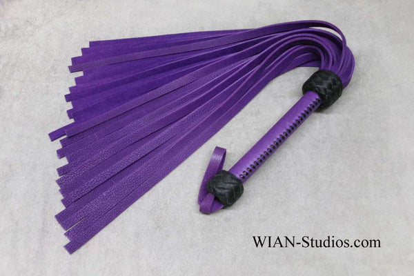 Purple Bullhide Flogger, Purple Bullhide Laced Handle