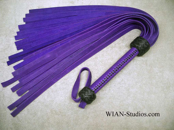 Purple Bullhide Flogger, Purple Bullhide Laced Handle