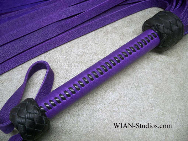 Purple Bullhide Flogger, Purple Bullhide Laced Handle