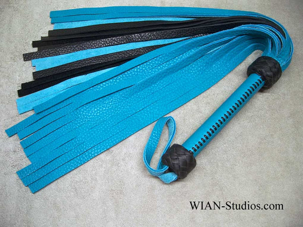 Turquoise and Black Bullhide Flogger