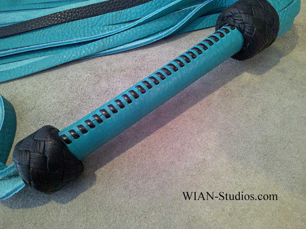 Turquoise and Black Bullhide Flogger