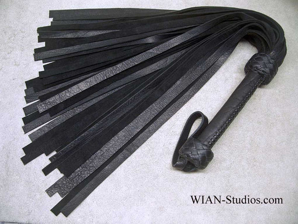 Black Bullhide Flogger, Black Laced Handle