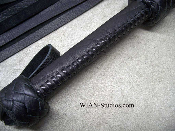 Black Bullhide Flogger, Black Laced Handle