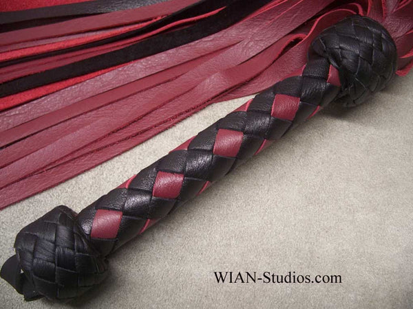 Burgundy and Black Cowhide Flogger