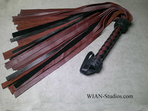 Burgundy and Black Cowhide Flogger