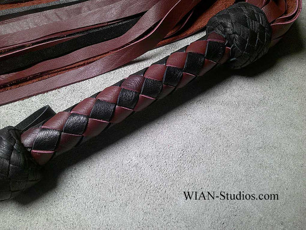 Burgundy and Black Cowhide Flogger