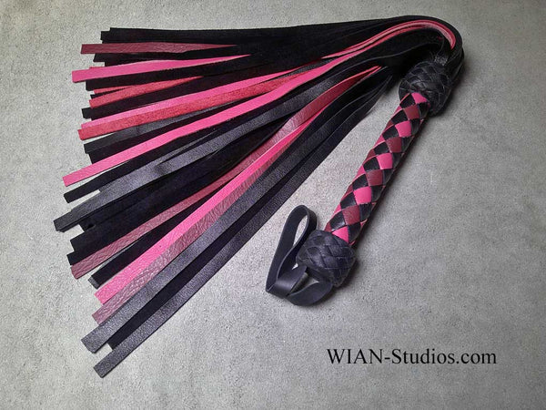 Black, Burgundy and Pink Cowhide Flogger, Medium