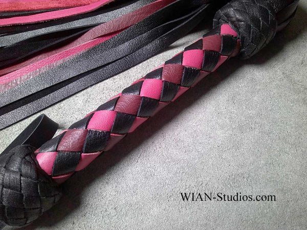 Black, Burgundy and Pink Cowhide Flogger, Medium