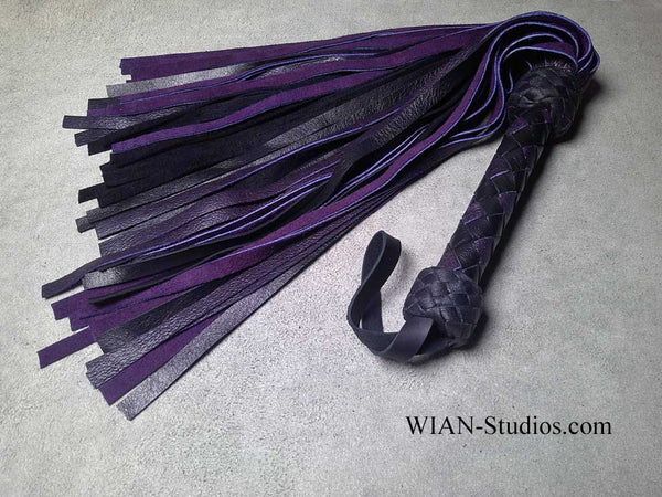 Purple Moose and Black Cowhide Flogger, Set or Single, Medium Length