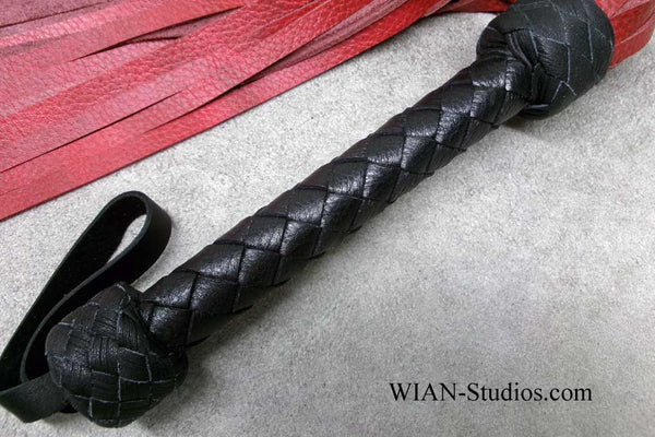 Red Cowhide Flogger, Medium