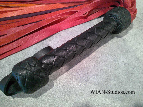 Red, Orange and Purple Cowhide Flogger, Medium