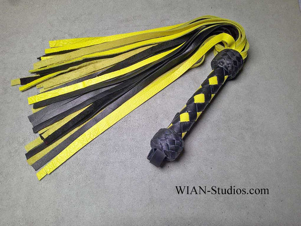 Yellow and Black Cowhide Flogger, Medium