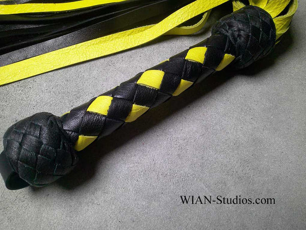 Yellow and Black Cowhide Flogger, Medium