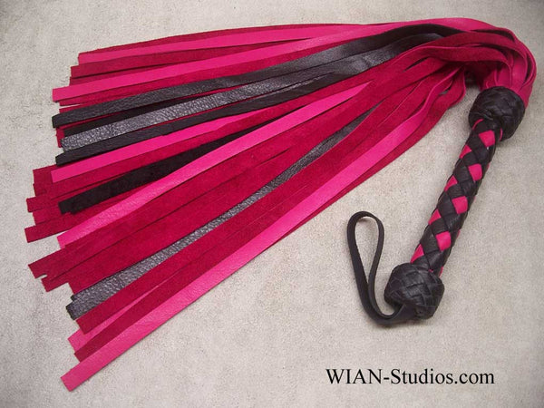 Hot Pink and Black Cowhide Flogger