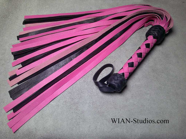 Pink and Black Cowhide Flogger