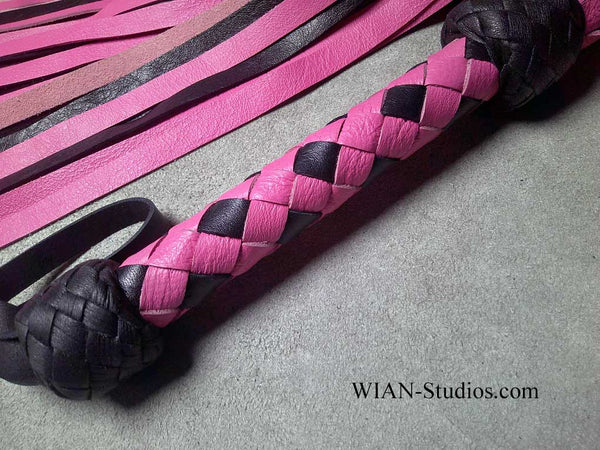 Pink and Black Cowhide Flogger