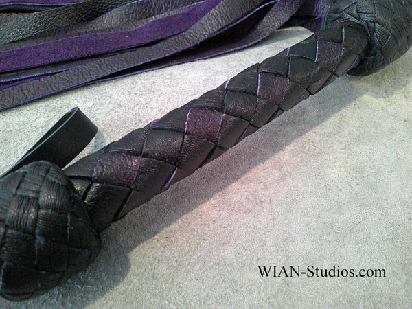 Dark Purple and Black Cowhide Flogger