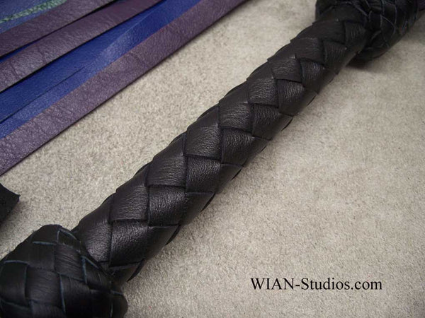 Purple, Blue and Green Cowhide Flogger, the Cool End of the Rainbow