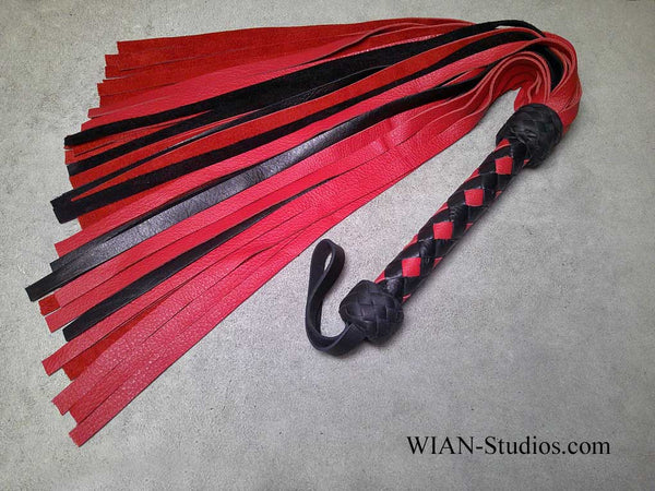 Red and Black Cowhide Flogger