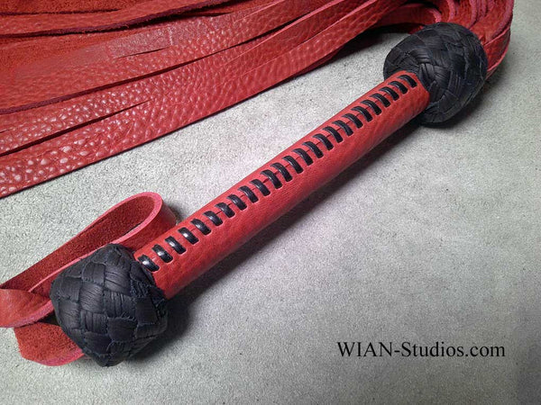 Red Cowhide Flogger, Heavier Hide