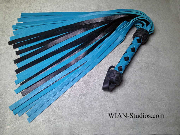 Turquoise and Black Cowhide Flogger