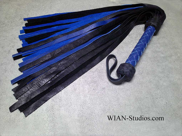 Black Elk and Royal Blue Cowhide Flogger