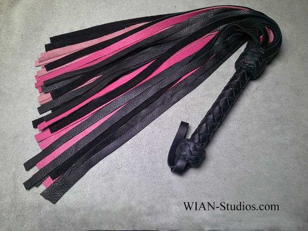 Black Elk and Rose Pink Cowhide Flogger